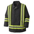 thumbnail image 1 of Pioneer Hi Vis Heavy Duty Quilted Cotton Duck Safety Jacket - Reflective Tape - Black, 1 of 7