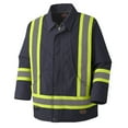 thumbnail image 1 of Pioneer Hi Vis Heavy Duty Quilted Cotton Duck Safety Jacket - Reflective Tape - Navy, 1 of 7
