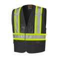 thumbnail image 1 of Pioneer Hi Vis Reflective Adjustable Safety Vest for Men & Women For Traffic & Construction - ID & Phone Pockets - Black, 1 of 7
