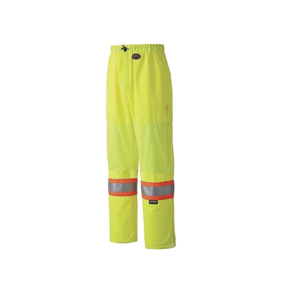 Pioneer Hi Vis Safety Traffic Work Pants for Men - Breathable Mesh Panels - Boot Access - Pockets - Class 3 - Yellow/Green