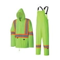 thumbnail image 1 of Pioneer Hi Vis Waterproof Lightweight Rainsuit - Work Safety Hooded Jacket & Bib Pants - Adjustable Hem Length - Hi Vis Yellow/Green, 1 of 9