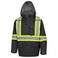 thumbnail image 1 of Pioneer Hi Vis Winter Quilted Safety Parka for Men - Waterproof Work Jacket with Reflective Tape - ANSI Class 1 - Black, 1 of 8