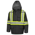 thumbnail image 1 of Pioneer Hi Vis Winter Quilted Safety Parka for Men - Waterproof Work Jacket with Reflective Tape - ANSI Class 1 - Black, 1 of 8