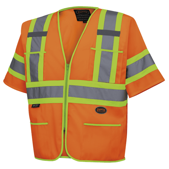 Pioneer Hi-Viz Safety Sleeved safety vests - Solid Polyester Tricot - Orange - L