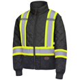 thumbnail image 1 of Pioneer High Visibility Reflective Insulated Freezer Jacket - Hi Vis Mens Work Jacket - Quilted Gusseted Action Back  Black, 1 of 8