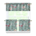 thumbnail image 1 of Pioneer Kitchen Curtains and Valance Set 24 Inch Tier Flowers Teal Curtains Small Drapes for Cafe Living Room Bathroom Farmhouse 3 Pieces Set Rod Pocket, 1 of 6