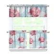 thumbnail image 1 of Pioneer Kitchen Curtains and Valance Set 24 Inch Tier Pink Paper Peony Flowers Curtains Small Drapes for Cafe Living Room Bathroom Farmhouse 3 Pieces Set Rod Pocket, 1 of 6