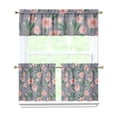 thumbnail image 1 of Pioneer Kitchen Curtains and Valance Set 24 Inch Tier Pink Peony Flowers with Leaves Curtains Small Drapes for Cafe Living Room Bathroom Farmhouse 3 Pieces Set Rod Pocket, 1 of 6