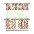 thumbnail image 1 of Pioneer Kitchen Curtains and Valance Set 24 Inch Tier Pink Rose with Green Leaf Curtains Small Drapes for Cafe Living Room Bathroom Farmhouse 3 Pieces Set Rod Pocket, 1 of 6