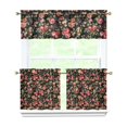 thumbnail image 1 of Pioneer Kitchen Curtains and Valance Set 24 Inch Tier Red Rose with Green Leaf Curtains Small Drapes for Cafe Living Room Bathroom Farmhouse 3 Pieces Set Rod Pocket, 1 of 6