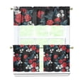 thumbnail image 1 of Pioneer Kitchen Curtains and Valance Set 24 Inch Tier Roses Cotton Curtains Small Drapes for Cafe Living Room Bathroom Farmhouse 3 Pieces Set Rod Pocket, 1 of 6