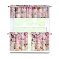 thumbnail image 1 of Pioneer Kitchen Curtains and Valance Set 24 Inch Tier Vintage Pink Pastel Watercolor Floral Pattern Curtains Small Drapes for Cafe Living Room Bathroom Farmhouse 3 Pieces Set Rod Pocket, 1 of 6