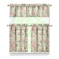 thumbnail image 1 of Pioneer Kitchen Curtains and Valance Set 36 Inch Tier Beautiful Pink Roses Bush 3 Pieces Set Dining Room Small Curtain Drapes Cafe Curtains Valance for Home Decor Rod Pocket, 1 of 6