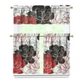 thumbnail image 1 of Pioneer Kitchen Curtains and Valance Set 36 Inch Tier Beautiful Wild Peonies Flower 3 Pieces Set Dining Room Small Curtain Drapes Cafe Curtains Valance for Home Decor Rod Pocket, 1 of 6