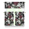 thumbnail image 1 of Pioneer Kitchen Curtains and Valance Set 36 Inch Tier Bloom Red and White Rose 3 Pieces Set Dining Room Small Curtain Drapes Cafe Curtains Valance for Home Decor Rod Pocket, 1 of 6