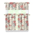 thumbnail image 1 of Pioneer Kitchen Curtains and Valance Set 36 Inch Tier Dark Red Roses Bouquet Beautifu 3 Pieces Set Dining Room Small Curtain Drapes Cafe Curtains Valance for Home Decor Rod Pocket, 1 of 6