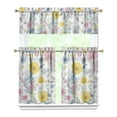 thumbnail image 1 of Pioneer Kitchen Curtains and Valance Set 36 Inch Tier Floral Flowers 3 Pieces Set Dining Room Small Curtain Drapes Cafe Curtains Valance for Home Decor Rod Pocket, 1 of 6