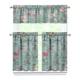 thumbnail image 1 of Pioneer Kitchen Curtains and Valance Set 36 Inch Tier Flowers Teal 3 Pieces Set Dining Room Small Curtain Drapes Cafe Curtains Valance for Home Decor Rod Pocket, 1 of 6