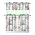 thumbnail image 1 of Pioneer Kitchen Curtains and Valance Set 36 Inch Tier Pink Floral Feathers 3 Pieces Set Dining Room Small Curtain Drapes Cafe Curtains Valance for Home Decor Rod Pocket, 1 of 6