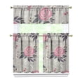 thumbnail image 1 of Pioneer Kitchen Curtains and Valance Set 36 Inch Tier Pink Flower Crown Peony 3 Pieces Set Dining Room Small Curtain Drapes Cafe Curtains Valance for Home Decor Rod Pocket, 1 of 6