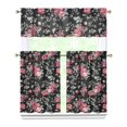 thumbnail image 1 of Pioneer Kitchen Curtains and Valance Set 36 Inch Tier Pink Rose Black Vector Image 3 Pieces Set Dining Room Small Curtain Drapes Cafe Curtains Valance for Home Decor Rod Pocket, 1 of 6