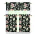 thumbnail image 1 of Pioneer Kitchen Curtains and Valance Set 36 Inch Tier Pink and White Gouache Floral Pattern 3 Pieces Set Dining Room Small Curtain Drapes Cafe Curtains Valance for Home Decor Rod Pocket, 1 of 6