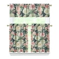 thumbnail image 1 of Pioneer Kitchen Curtains and Valance Set 36 Inch Tier Pink and White Gouache Floral Pattern 3 Pieces Set Dining Room Small Curtain Drapes Cafe Curtains Valance for Home Decor Rod Pocket, 1 of 6