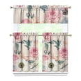 thumbnail image 1 of Pioneer Kitchen Curtains and Valance Set 36 Inch Tier Pink Wild Fresh Peony Flowers 3 Pieces Set Dining Room Small Curtain Drapes Cafe Curtains Valance for Home Decor Rod Pocket, 1 of 6