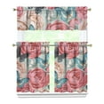 thumbnail image 1 of Pioneer Kitchen Curtains and Valance Set 36 Inch Tier Red Peony Roses and Butterfly 3 Pieces Set Dining Room Small Curtain Drapes Cafe Curtains Valance for Home Decor Rod Pocket, 1 of 6