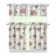 thumbnail image 1 of Pioneer Kitchen Curtains and Valance Set 36 Inch Tier Rose Spring Flower Blossom 3 Pieces Set Dining Room Small Curtain Drapes Cafe Curtains Valance for Home Decor Rod Pocket, 1 of 6