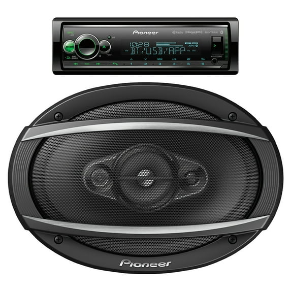 Pioneer MVH-S720BHS Double-Din in-Dash Digital Media Receiver with Bluetooth, HD Radio, and SiriusXM Ready and TS-A6960F A-Series Coaxial Speaker System (4 Way, 6" x 9")