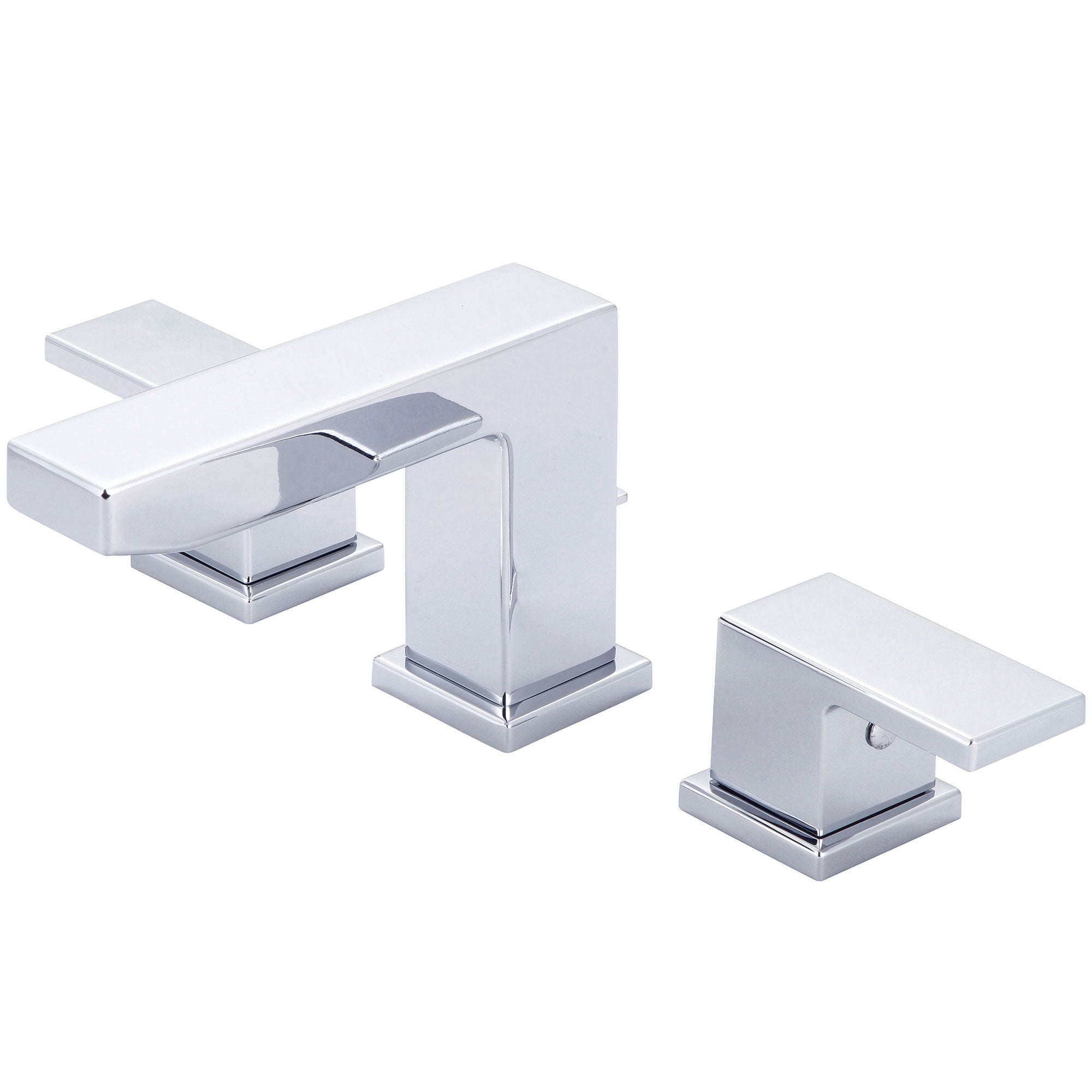 Polished Chrome Modern Widespread Bathroom Faucet with Brass Drain Assembly