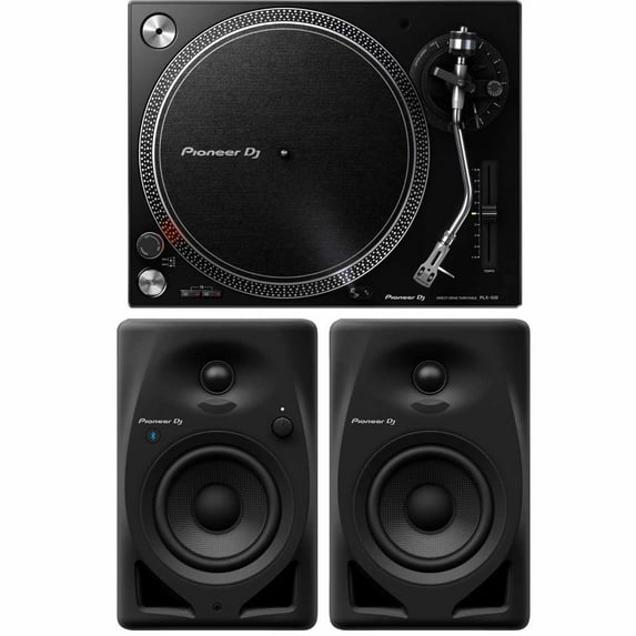 Pioneer PLX-500 High-torque Direct Drive Turntable (black) & DM-40D-BT 4" Desktop Monitor System (black)