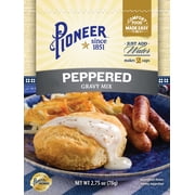 Pioneer Peppered Gravy Mix, 2.75 oz Packet - Creamy White Southern Gravy for Meats and Biscuits, Allergen-Free