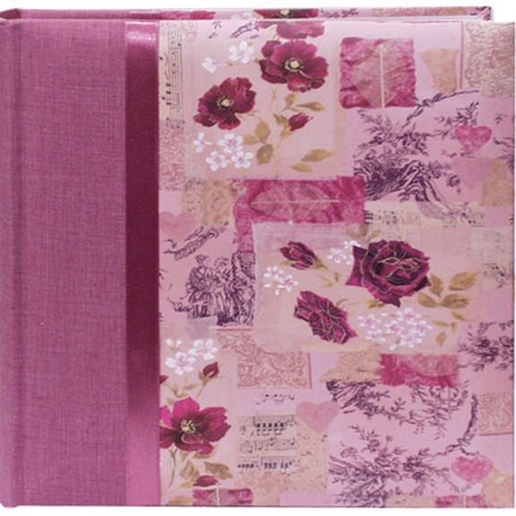 Pioneer Photo Album Bi-Directional Bella Fabric Ribbon Frame Memo Frame Photo Album, Holds 200 4x6" Photos, 2 Per Pag, Rose