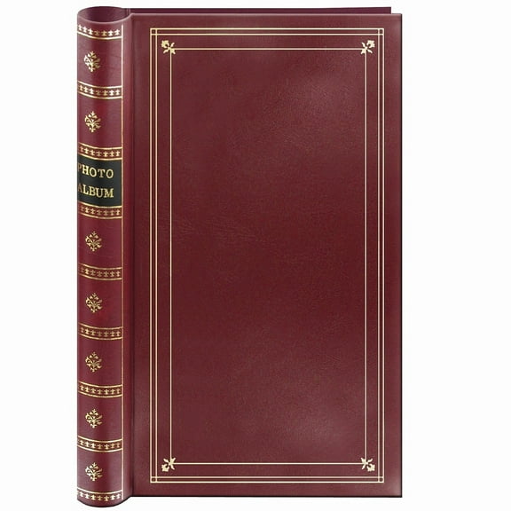 Pioneer Photo Album Spiral Bound Bi-Directional Le Memo Pocket Photo Album with Gold Trim, Holds 300 4x6" Photos, 3 Per Page, Burgundy