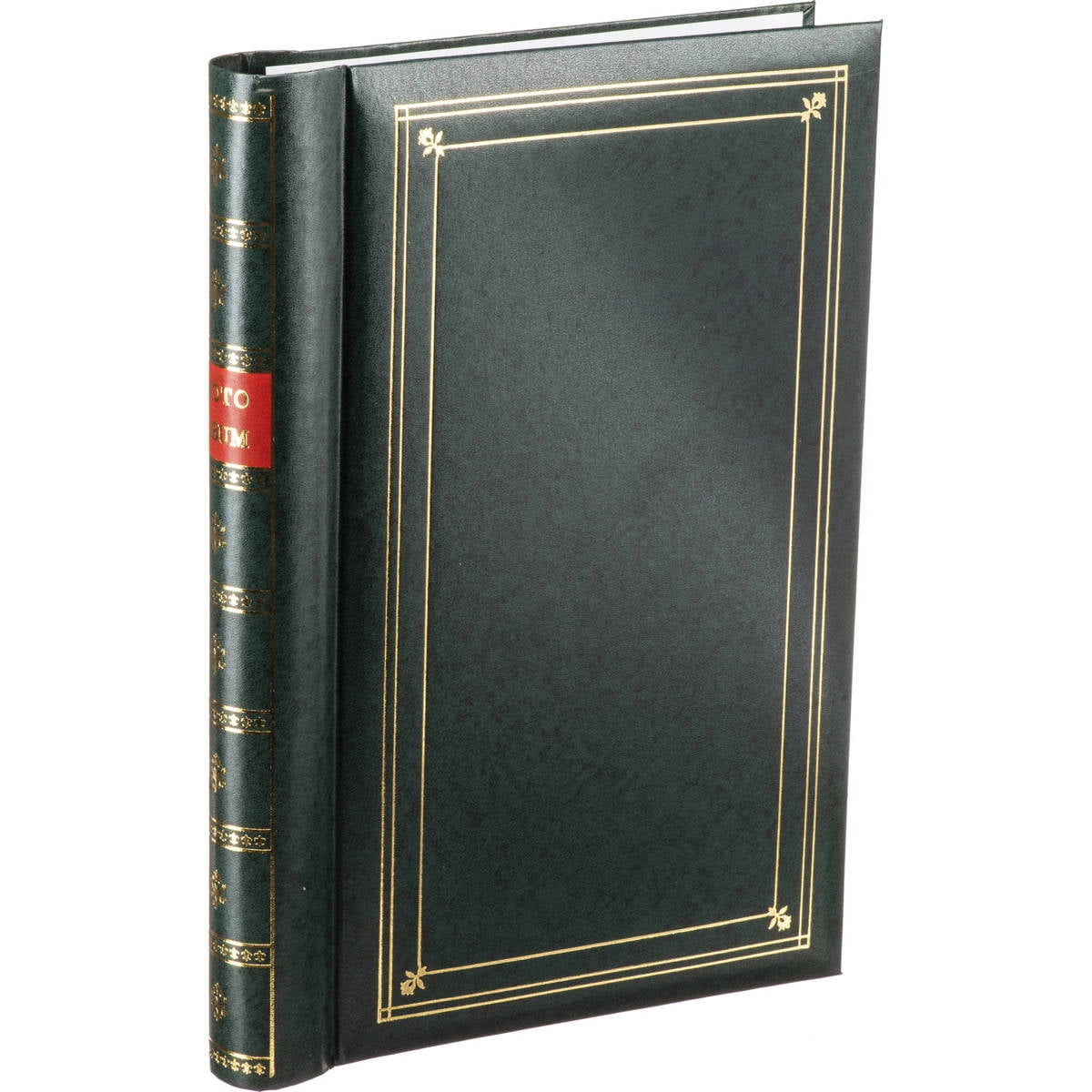 Hunter Green Leather Antique Photo Album with Gold Trim