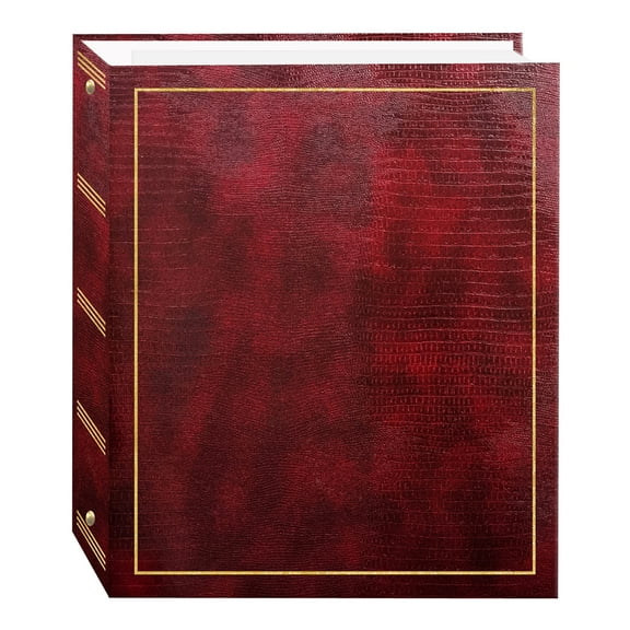 Pioneer Photo Albums 100 Magnetic Page 3-Ring Leatherette Photo Album, Burgundy
