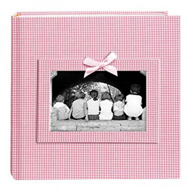 Pioneer Photo Albums 200-Pocket Gingham Fabric Frame Cover Photo Album for  4 by 6-Inch Prints, Pink 