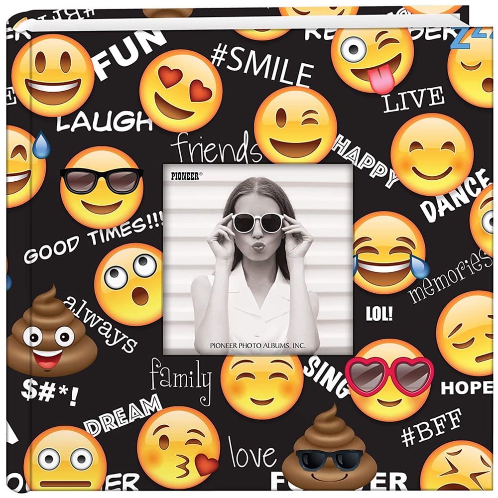 Pioneer Photo Albums Emoji Designer 200 Pkt 4x6 Photo Album, Black