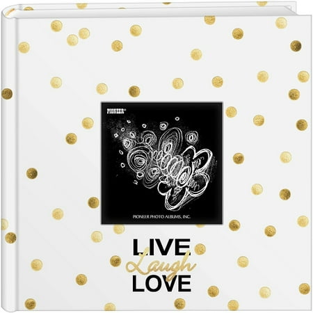 Pioneer Photo Albums Golden Dots Live Laugh Love Designer 200 Pkt 4x6 Photo Album, Gold