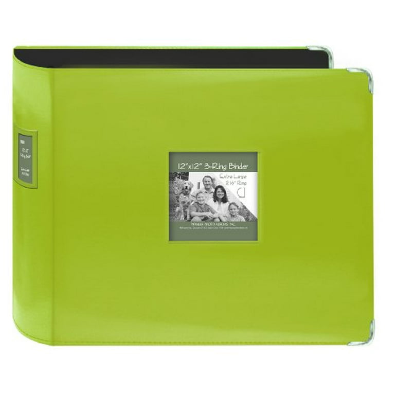 Bright Green - Sewn Leatherette 3-Ring Binder 12x12 - Pioneer