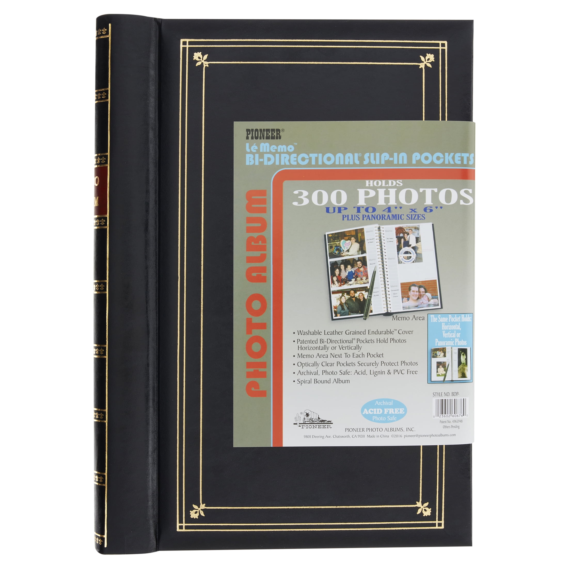 Álbum de fotos con encuadernación en espiral. 300 bolsillos bidireccionales  para fotos de 4 x 6 pulg., color azul