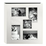 Pioneer Photo Albums Wedding Collage Frame Cover Large Leatherette 240 Pkt 4x6 Photo Album, Ivory White