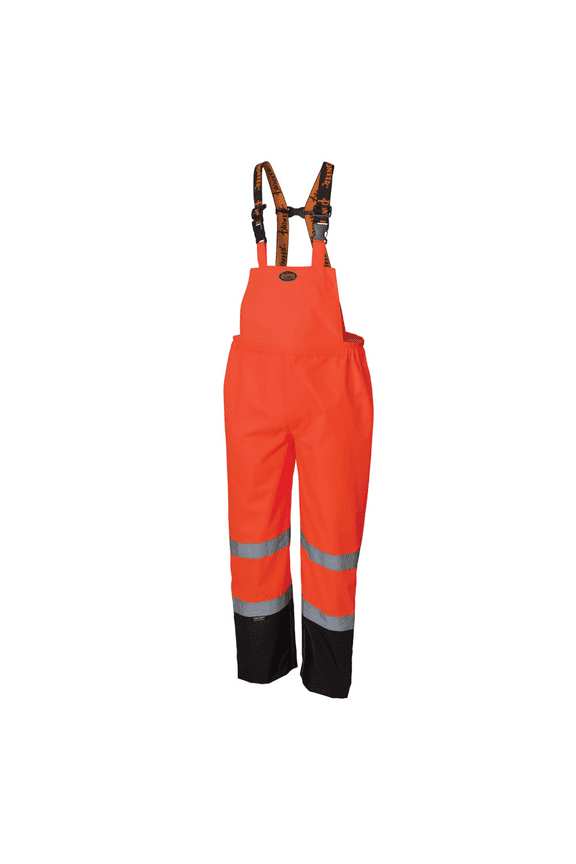 - 300D Ripstop Waterproof Safety Bib Pant - Hi-Vis Orange - Size Medium