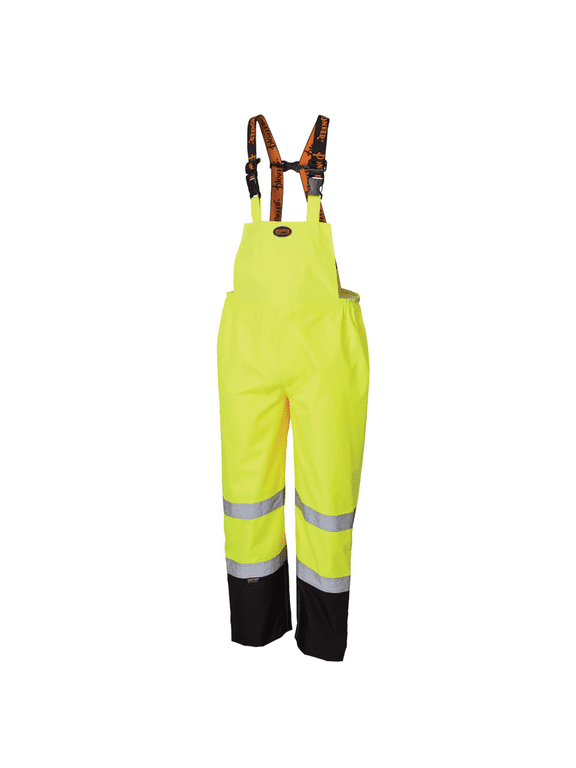 300D Ripstop Waterproof Safety Bib Pant - Color: Hi-Vis Yellow/Green - Size: 2XL
