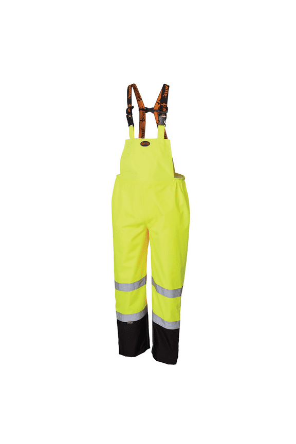 300D Ripstop Waterproof Safety Bib Pant  - Color:  Hi-Vis Yellow/Green  - Size: XL