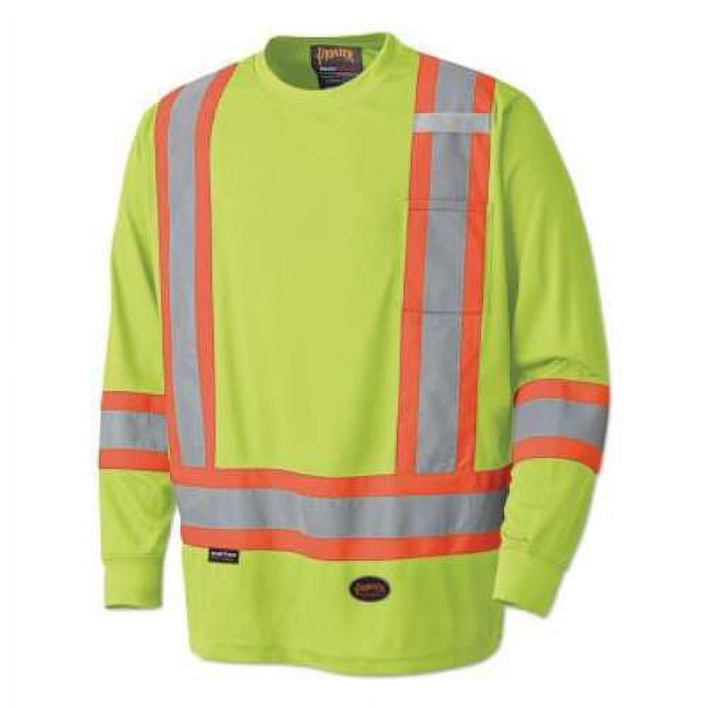 Pioneer Birdseye Long-Sleeved Safety Shirt  - Color:  Hi-Viz Yellow/Green  - Size: 3XL