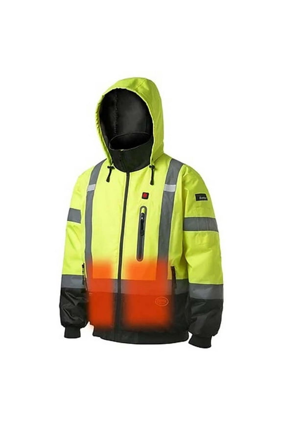 - Hi-Vis Heated Bomber Jacket - Yellow/Green - Size 2XL