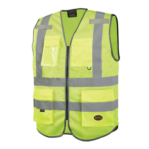 Pioneer Pioneer - Mesh 9-Pocket Safety Vest - Hi-Vis Yellow/Green - Size XS